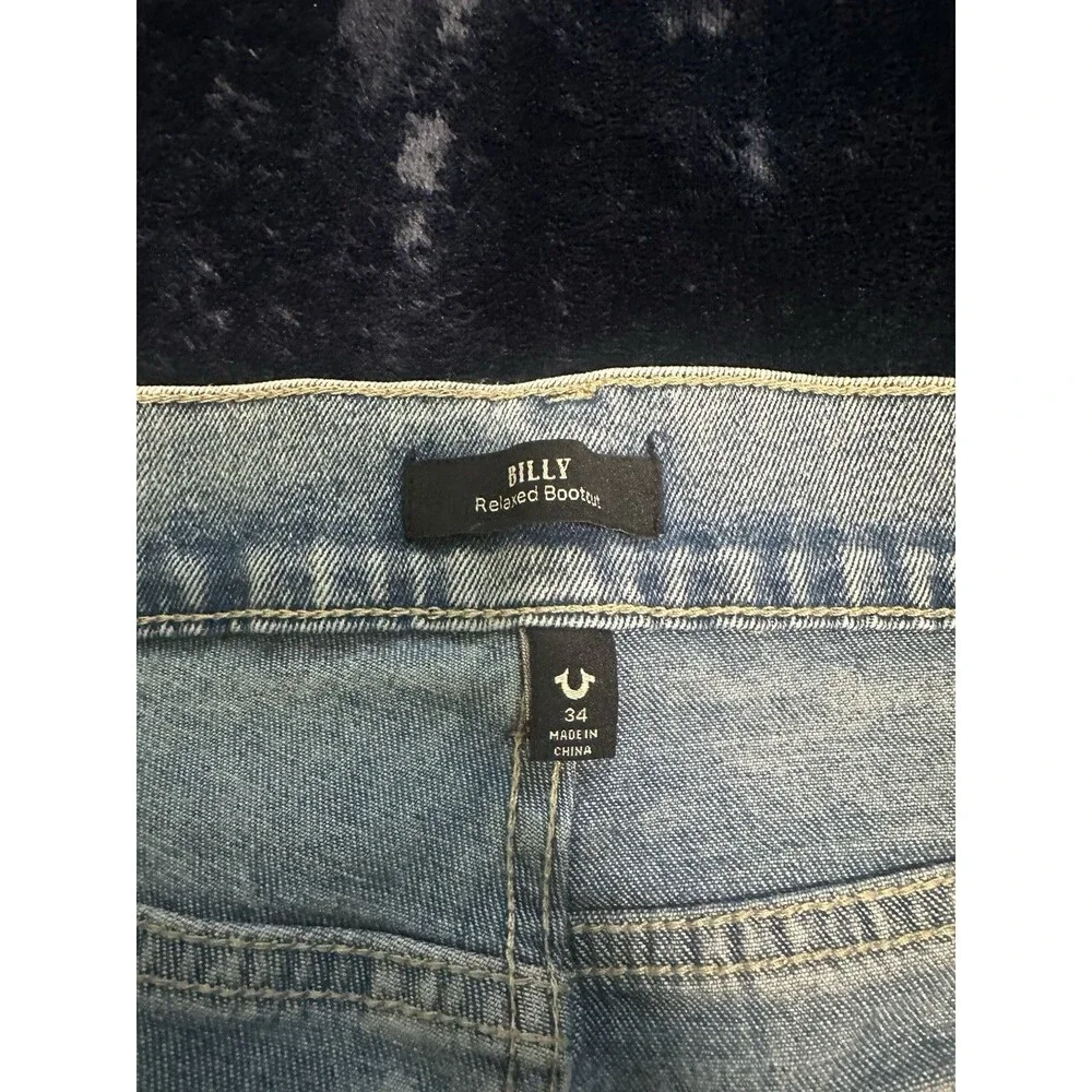 True Religion Billy Relaxed SN Flap Bootcut Denim Jeans Men's Size 34x33 1/2